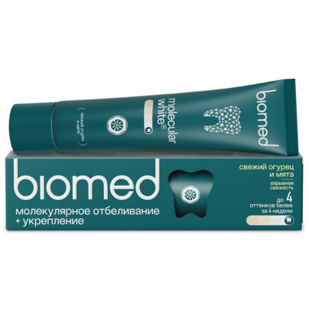 Зубная паста BIOMED HEALTHYWHITE Отбеливание и восстановление эмали, Свежий огурец и мята, 65 г