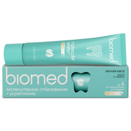 Зубная паста BIOMED HEALTHYWHITE Отбеливание и восстановление эмали, Лесная мята, 65 г