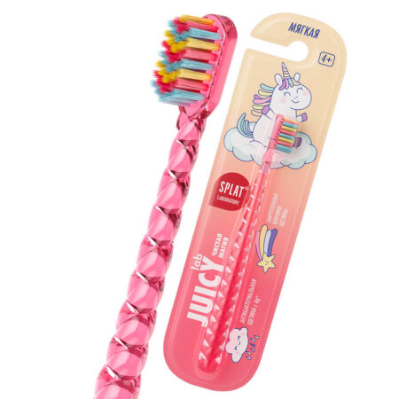 Детская зубная щётка SPLAT® JUICY LAB "Магия единорога" от 4 лет, мягкая, жемчужно-розовая