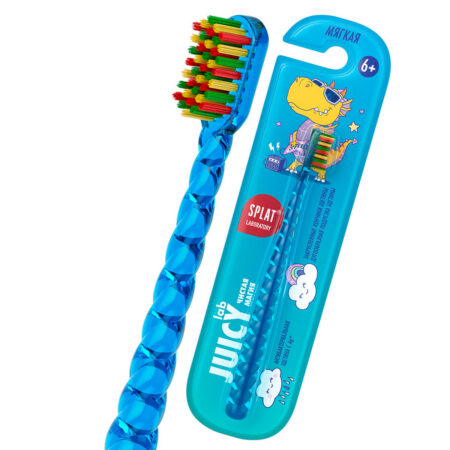 Детская зубная щётка SPLAT® JUICY LAB “Магия единорога” от 6 лет, мягкая, прозрачная/голубая