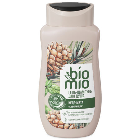Гель-шампунь для душа мужской BioMio® BIO SHOWER BODY & HAIR GEL 2в1, мята и кедр, 250 мл