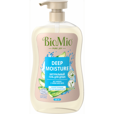 Гель для душа BioMio® BIO SHOWER GEL для чувствительной кожи с алоэ, без запаха, 650 мл