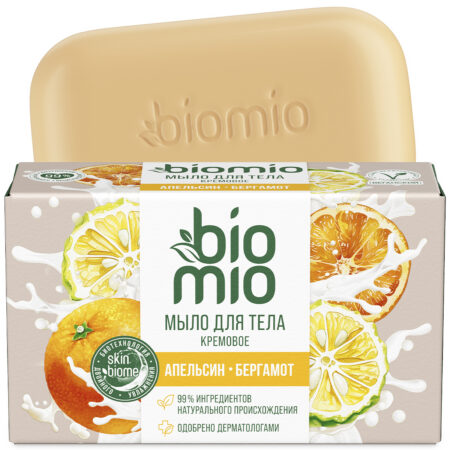 BioMio Кремовое мыло для тела с эфирными маслами апельсина и бергамота 140 г