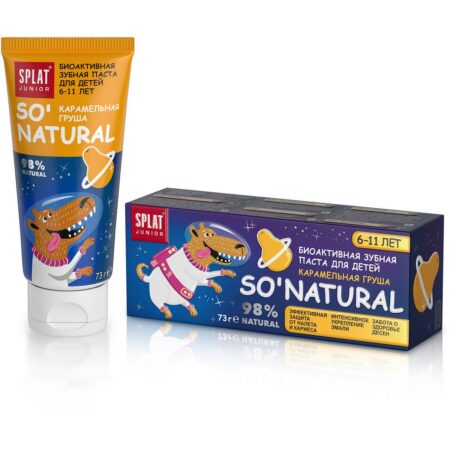 Детская зубная паста без фтора SPLAT® Junior, 6 - 11 лет, карамельная груша, 55 мл