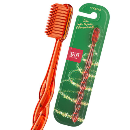 Комплексная зубная щетка серии Special «SPLAT (СПЛАТ) Белоснежная улыбка». Средняя. Оранжевая
