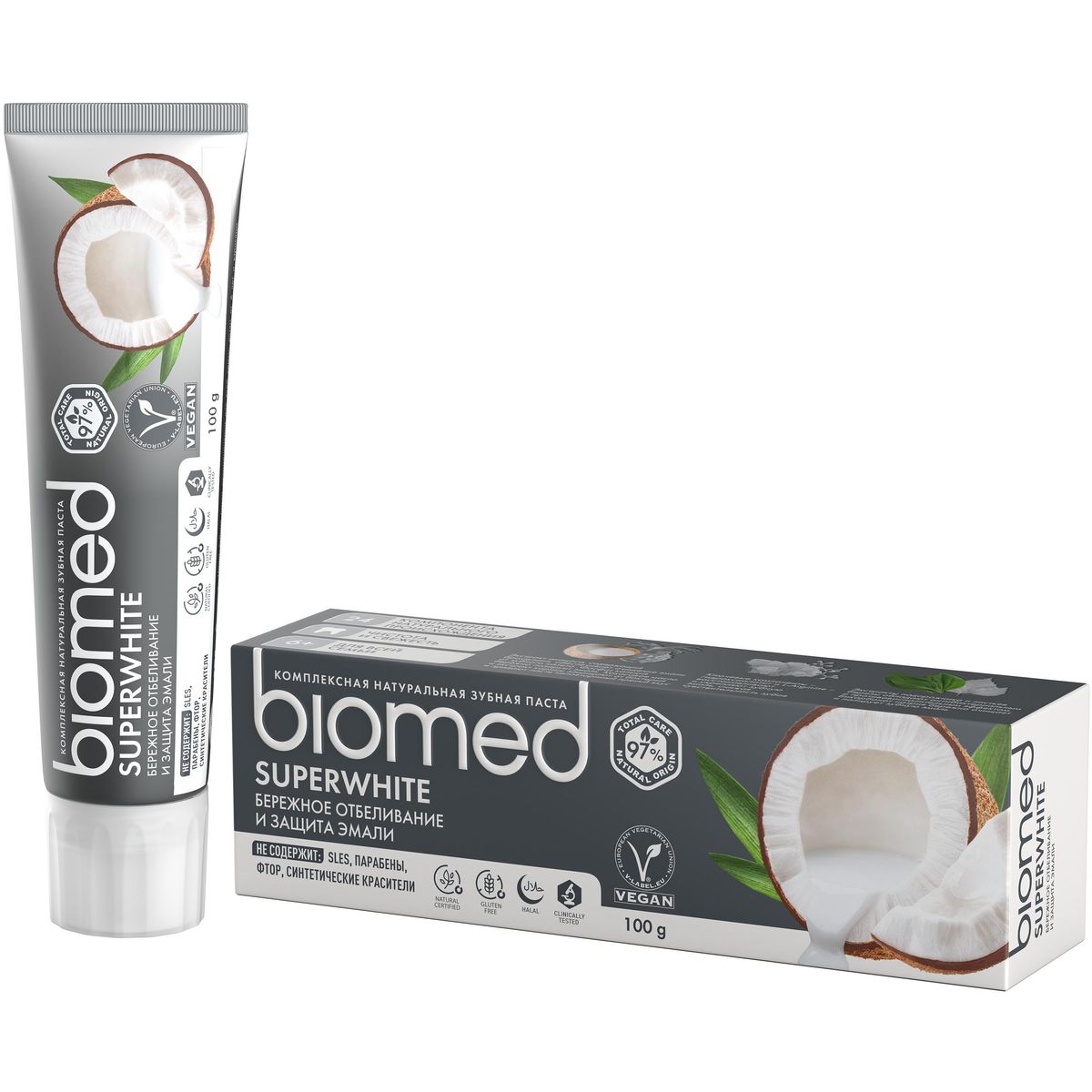 Зубная паста Biomed® SUPERWHITE с кокосом и корицей